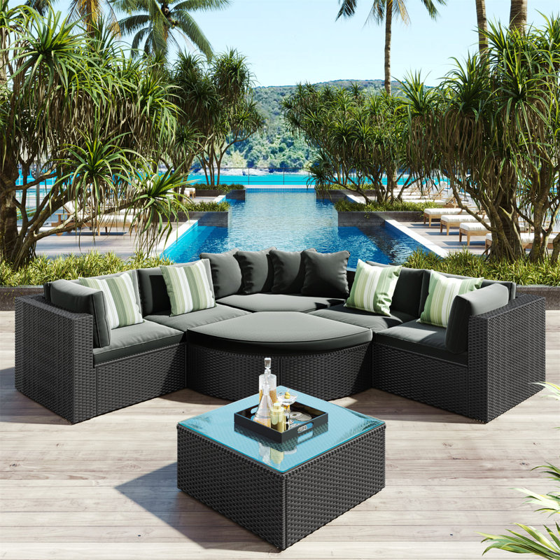 6 - Person Modular Patio Conversation Set with Cushions