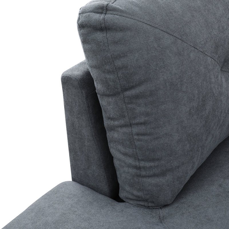 Manol 3 - Piece L- Shaped Upholstered Living Room Sectional Sofa, Left Hand Facing, Dark Gray Polyester Blend