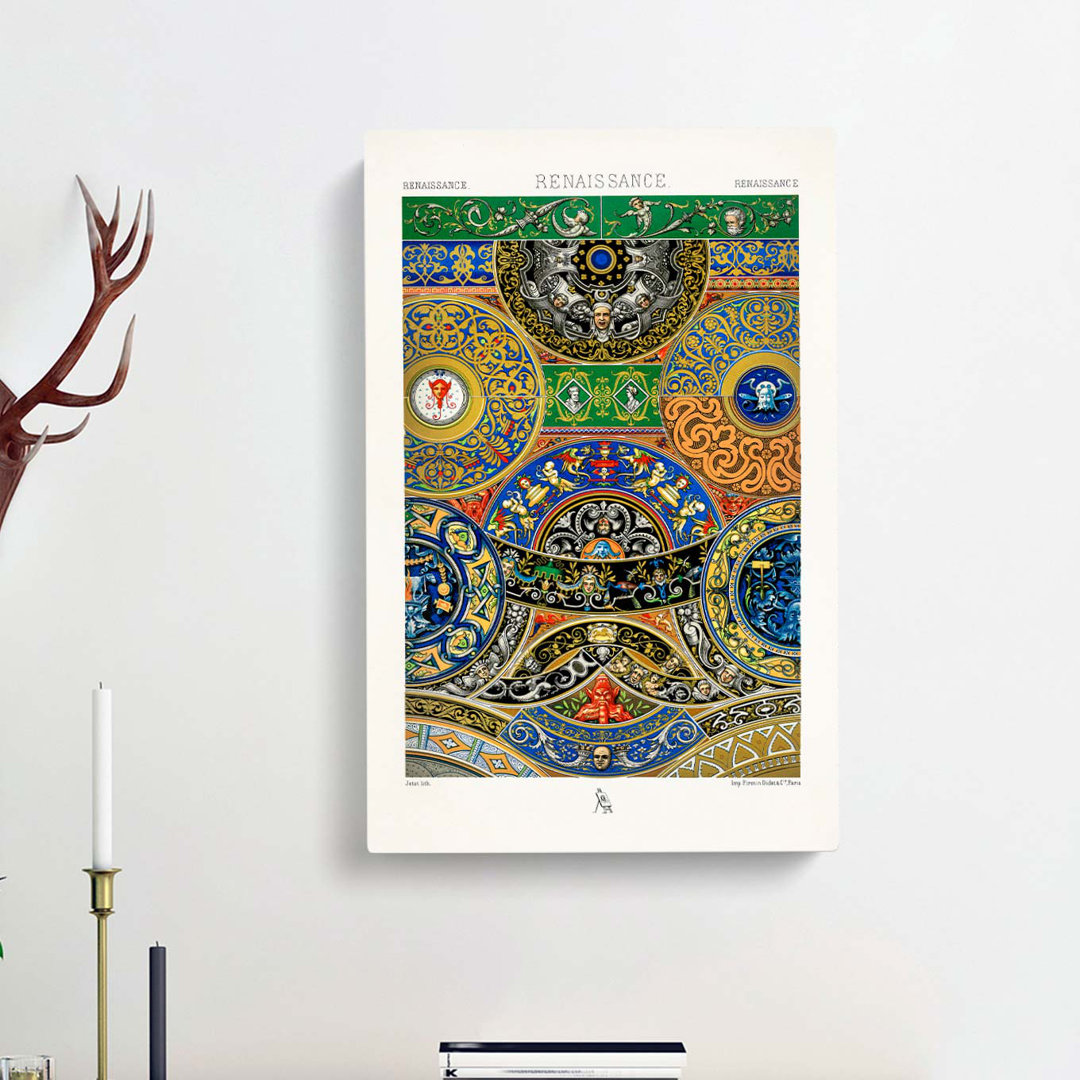 Renaissance Themed Pattern by Albert Racinet - Wrapped Canvas