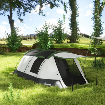 Outsunny Tunnel Tent with Bedroom, Living Room and Porch for 2 Man