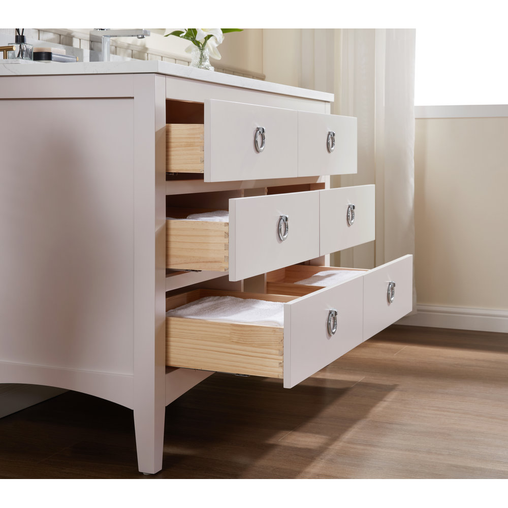 Teoni 48" Oak Single Bathroom Vanity, Polished Chrome, Dreamy White
