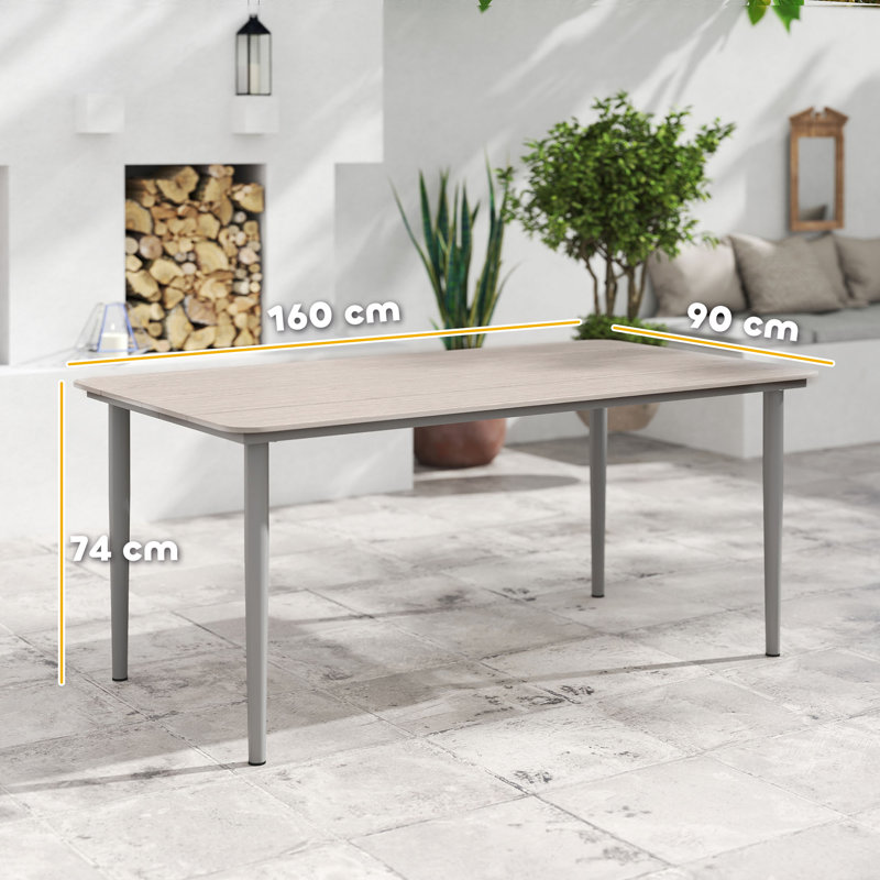 Celetha Rectangular Metal Outdoor Dining Table , 160.00cm W 90.00cm D