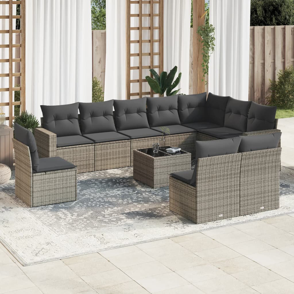 Vidaxl 11-Tlg. Garten-Sofagarnitur Mit Kissen Beige Polyrattan 24