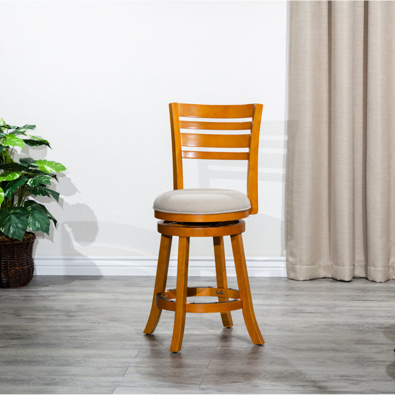 Chaise avec dossier à lattes de hauteur de comptoir 24 po avec éclat naturel et tabouret pivotant beige, Gris, Naturel