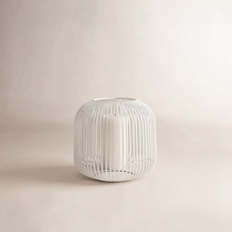 LITO Metal Tabletop Lantern, 10.6" H x 10.8" W x 10.8" D, White