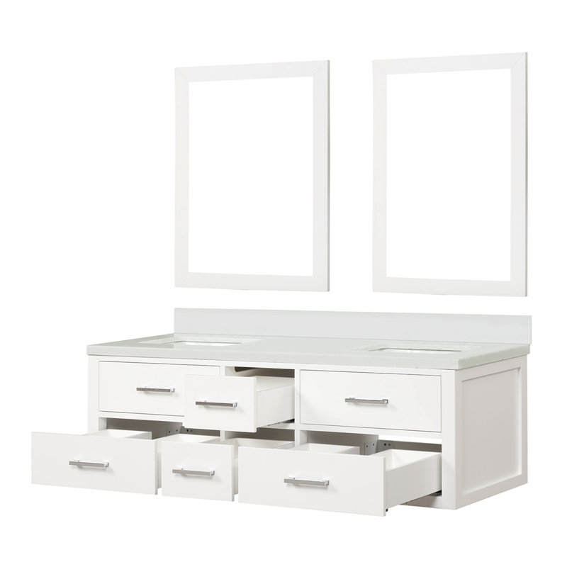 Tuckerton Double Bath Vanity, White, White Cultured Marble, 36"