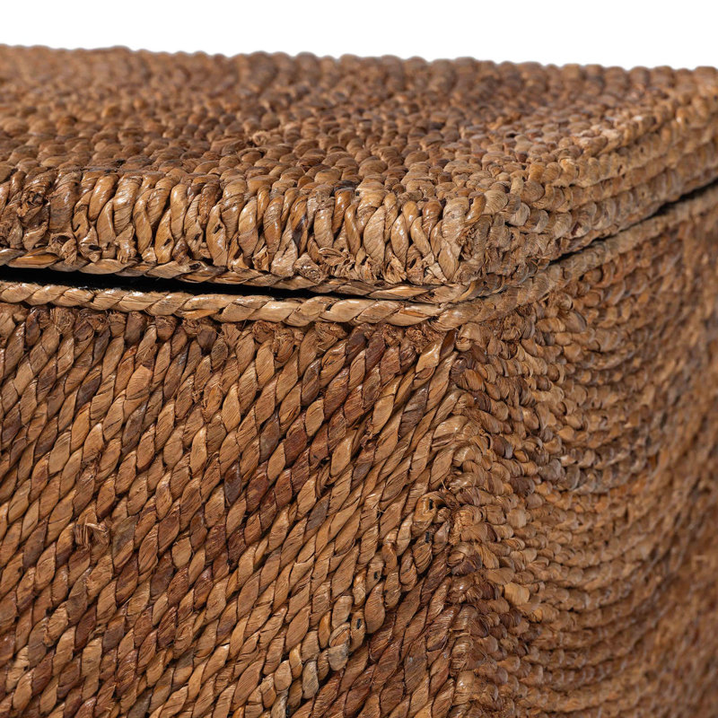 Banc de rangement Bali & Pari Verino tissé à la main en ruppie maritime avec couvercle amovible