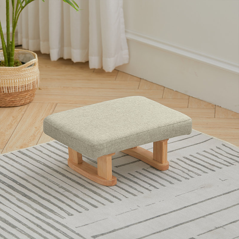Benney 41cm Wide Rectangle Solid Colour Footstool Ottoman, Khaki