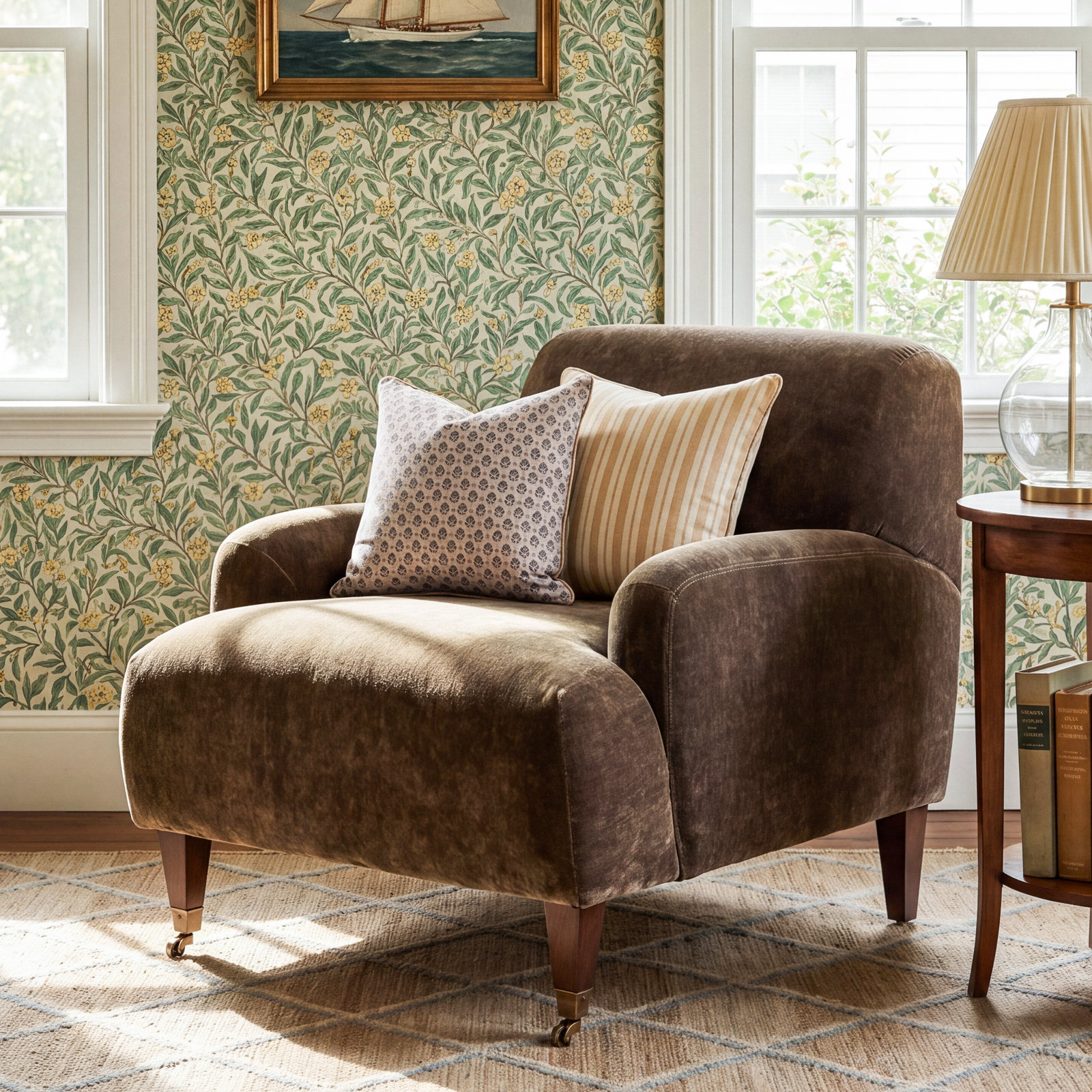 Kent Armchair, Malmo Olive Polyester Blend