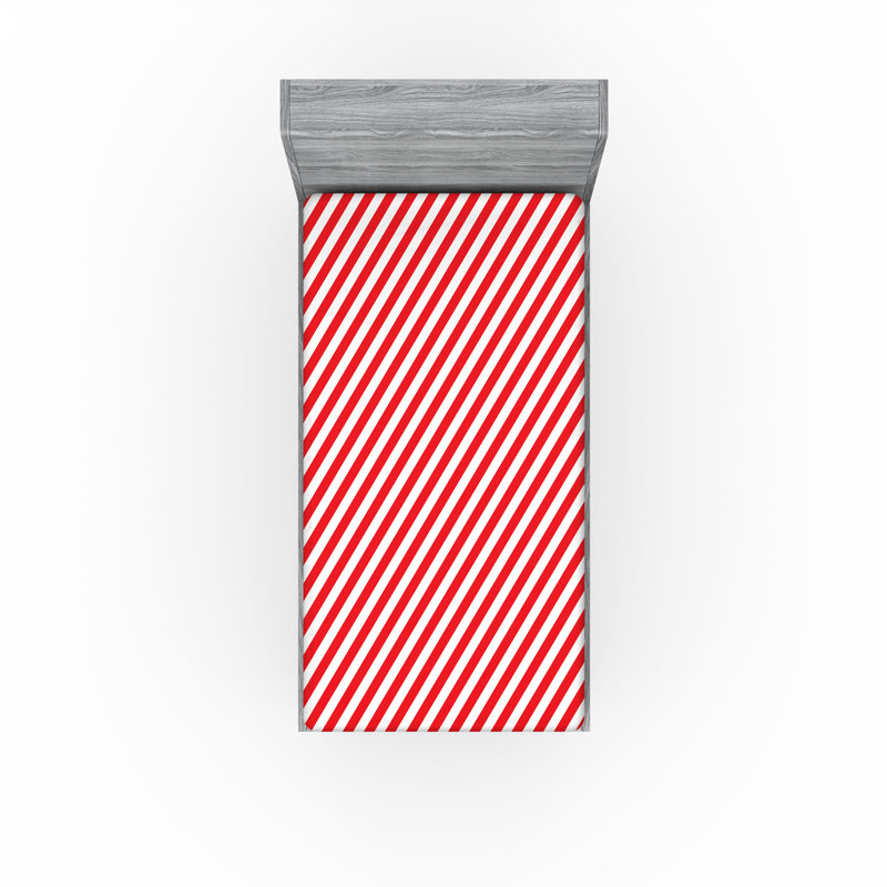 Drap-housse Ambesonne, paquet de 2, Drap-housse simple TG, Rayé rouge/blanc