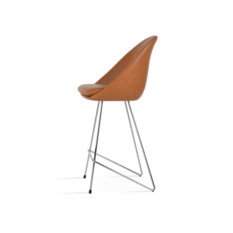 Tabouret de bar et de comptoir Avanos, Tabouret de bar (siège d'une hauteur de 29 po), Caramel, Chrome