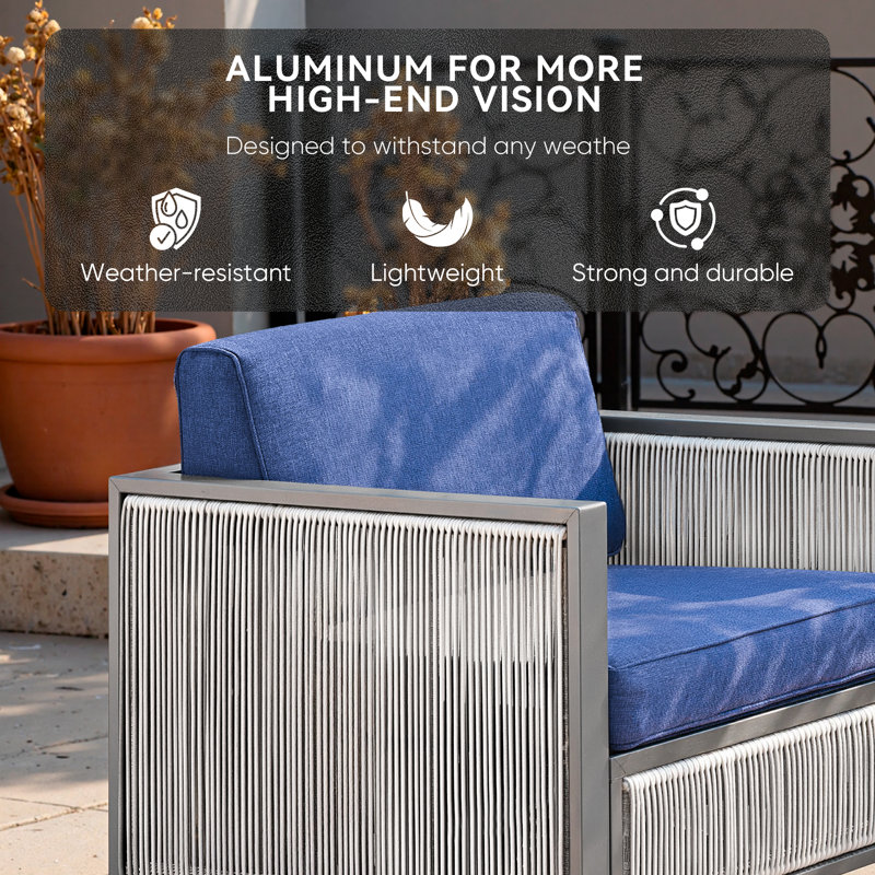 Fauteuil oscillant d'extérieur Trinie, Bleu