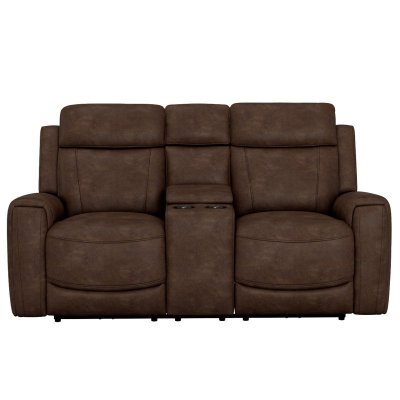 Espresso Power Loveseat with Console 