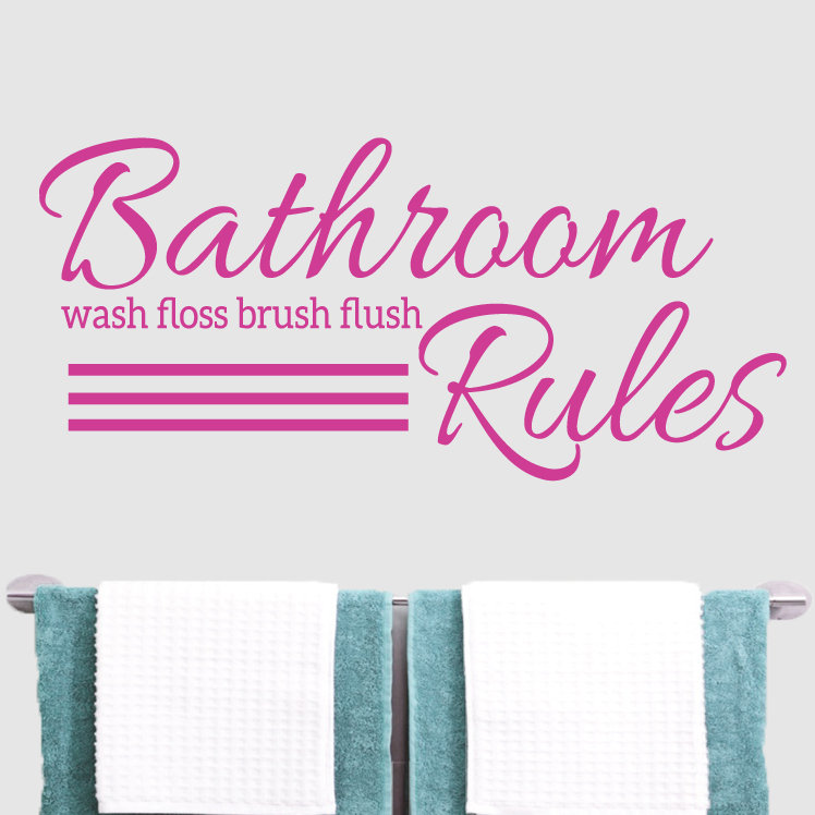 Décalcomanie murale règles de salle de bain, Rose vif