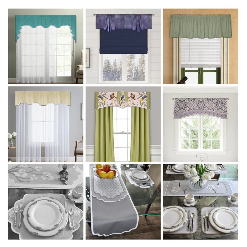 Floral Light Filtering Swag Valance Kit with Satin Ribbons