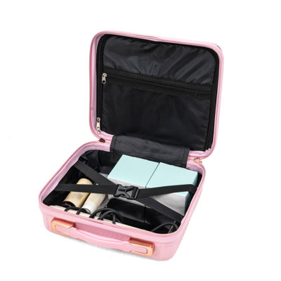 Hard luggage, 360 ° dual rotating four-wheel luggage, password lock, lightweight universal wheel luggage, portable luggage,4-piece (Pink)