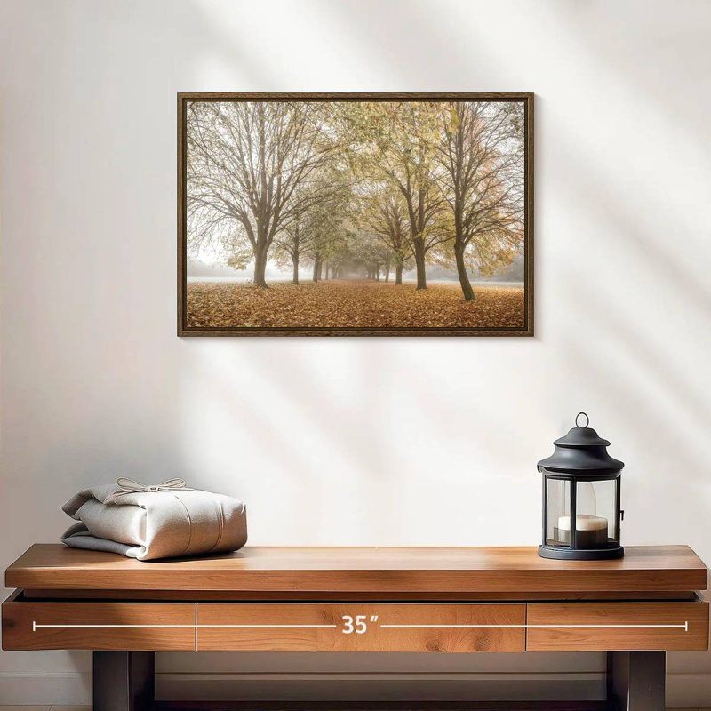 Paix d'automne, 19 po x 13 po, Cadre flottant en noyer