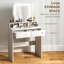 Meuble-lavabo moderne avec lumières DEL et miroir, 2 tiroirs, 3 compartiments, commande tactile, câble USB (sans adaptateur)-2070759511