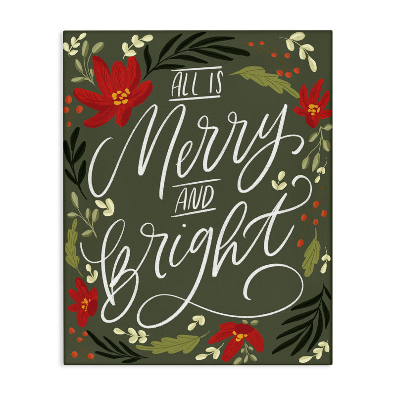 "Floral Merry and Bright", art mural sur toile par Isabela Schielke, H 30 po x l 24 po