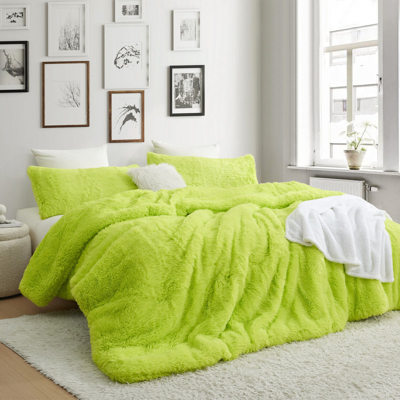 Ensemble d'édredon surdimensionné Coma, Édredon pour très grand lit + 2 taies décorativ, Vert