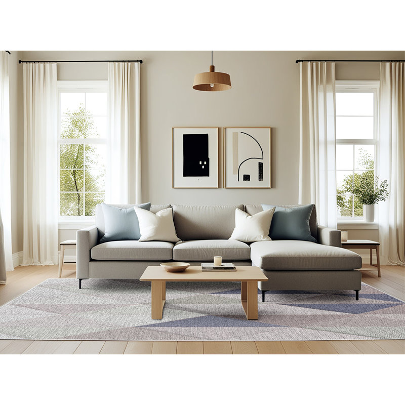 Tapis gris ardoise à motif crème/ardoise, Rectangle 6 pi x 9 pi
