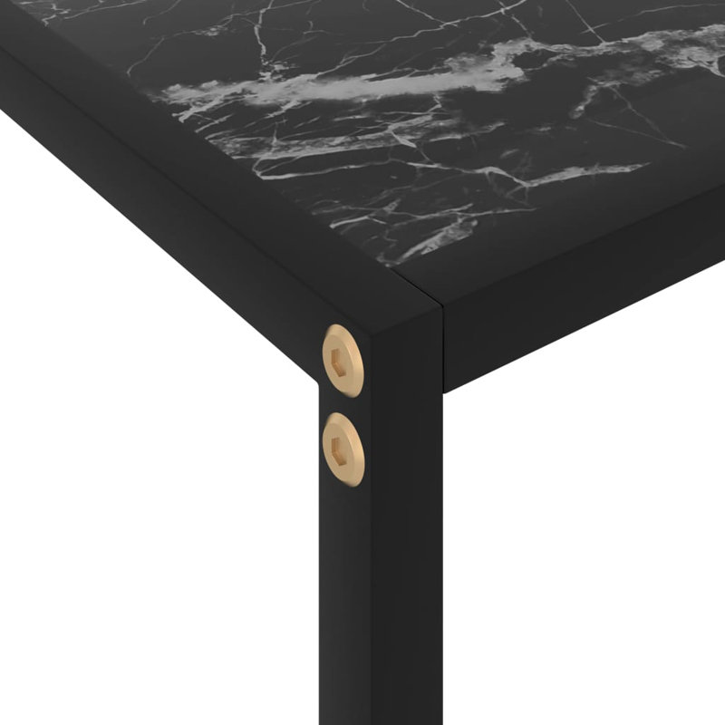 Console Table Black Tempered Glass, 29.53" H x 23.62" W x 13.78" D