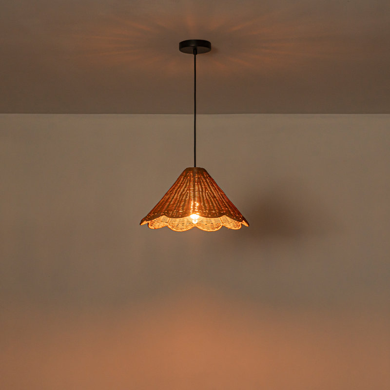 Luminaire suspendu en rotin organique 1 lumière