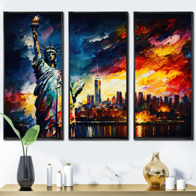 New York Views At Sunset I - 3 pièces sur toile