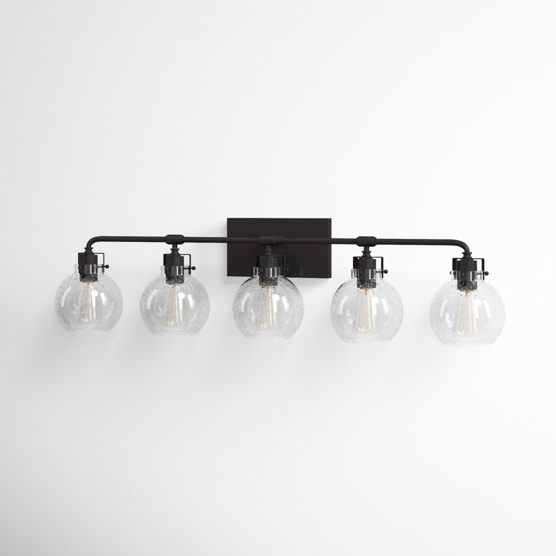 Oil Rubbed Bronze 5-Light Seeded Glass Vanity Light