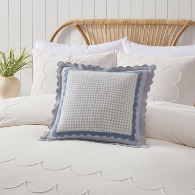 20x20 Gingham Scallop Decorative Pillow Blue