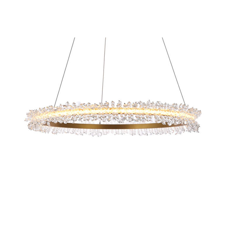 Linke Geometric Pendant with Crystal Accents, Gold, 34 Lights, 60" H x 33.9" W x 2.8" D