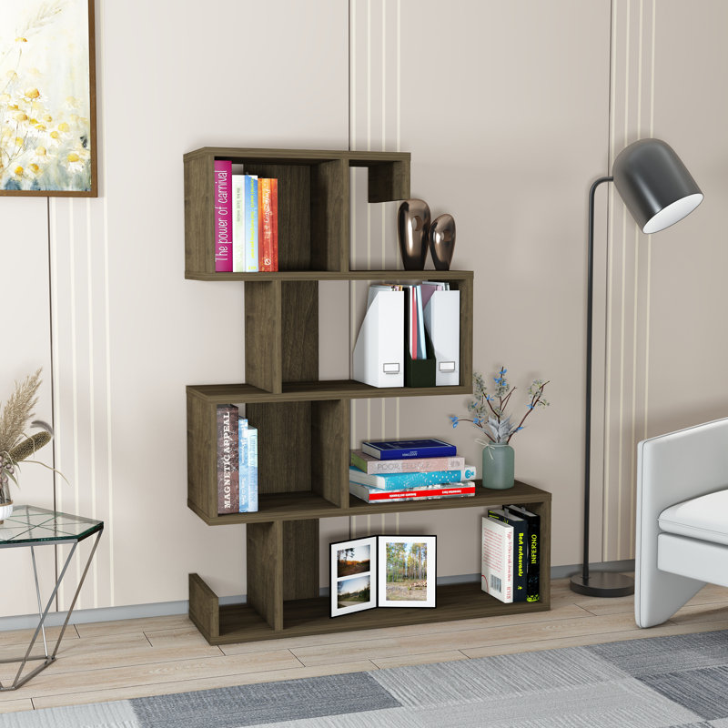 Anistin 103cm H x 80cm W Particle Board Bookcase, Walnut/Walnut