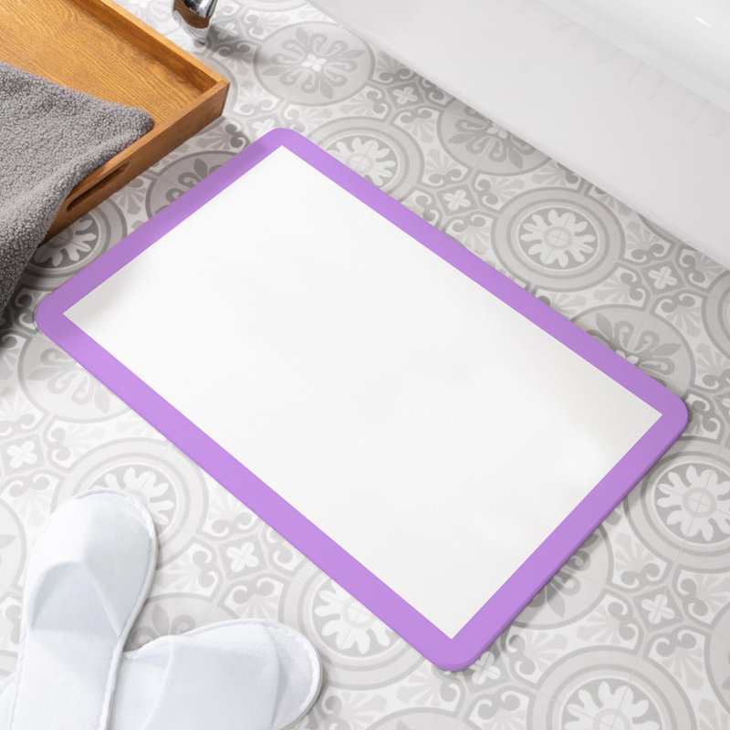 Non-Slip Bath Mat, Lilac/White