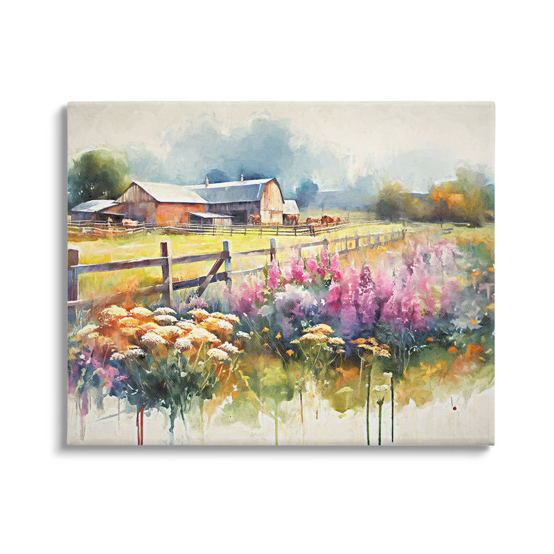 Peinture champêtre moderne par Ramona Murdock, H 30 po x l 40 po x P 1,5 po