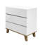 Commode 3 tiroirs blanche, commode de rangement moderne sans poignée avec pieds en bois naturel massif-925010169
