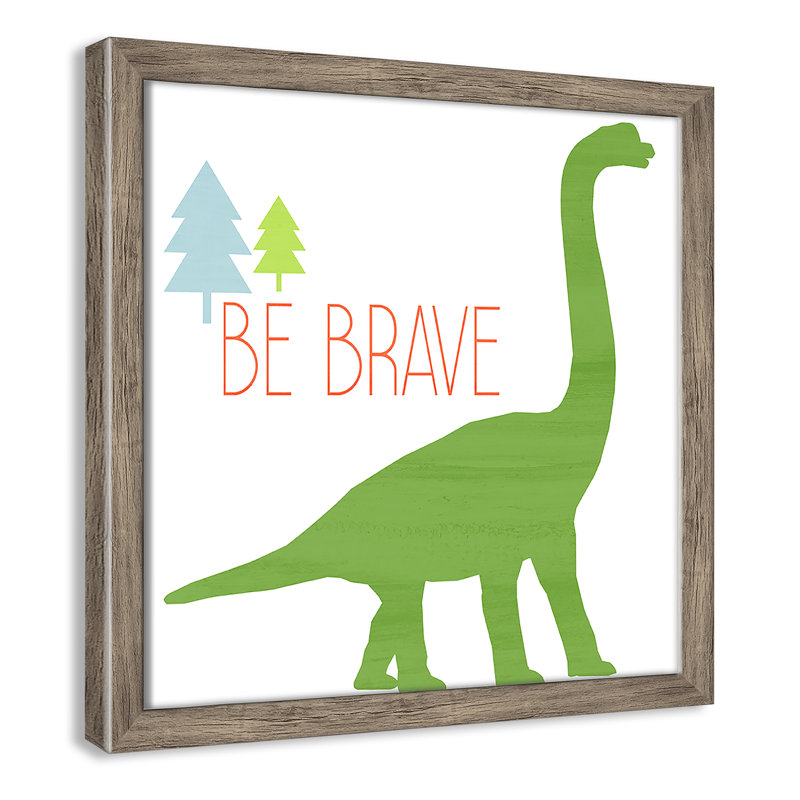 Dino Brave 1 ', art encadré, 12" H x 12" W x 1.18" D, Encadré de boîte de grange gris