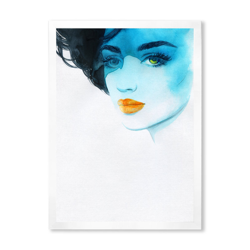 Portrait d'un élégant mannequin X - œuvre d'art sur toile Glam, H 12 po x l 8 po x P 1 po, Cadre photo blanc