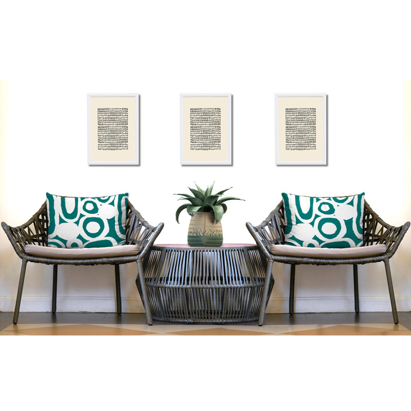 Ensemble de 2 coussins réversibles intérieur / extérieur Otto Tribal, 25x18, Teal