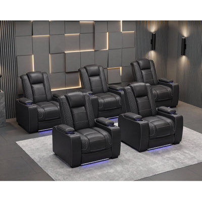 39.1"Super Comfort Home Theatre Power Recliner With Cup Holders Usb Led