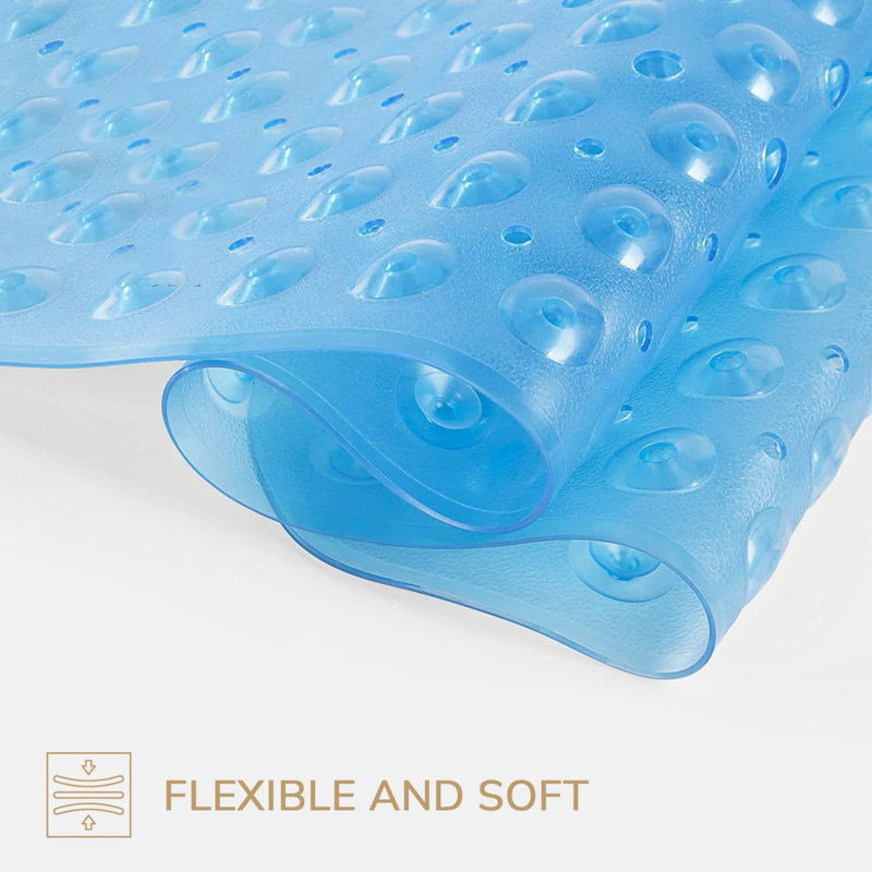 Hrachuhi Rectangle Non-Slip Bath Mat, Light Blue, 38" W