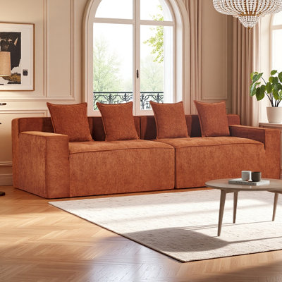 Modern Caramel Colour Corduroy Living Room Sets