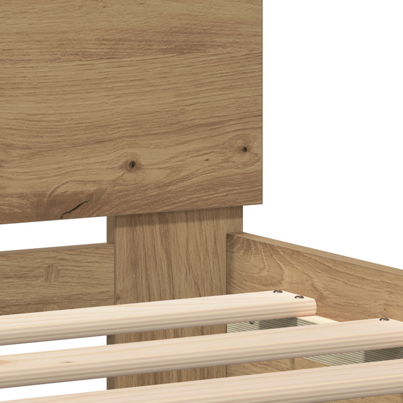 Vidaxl Wood Bed Frame with LED Durable, Super King (6'), Artisan Oak