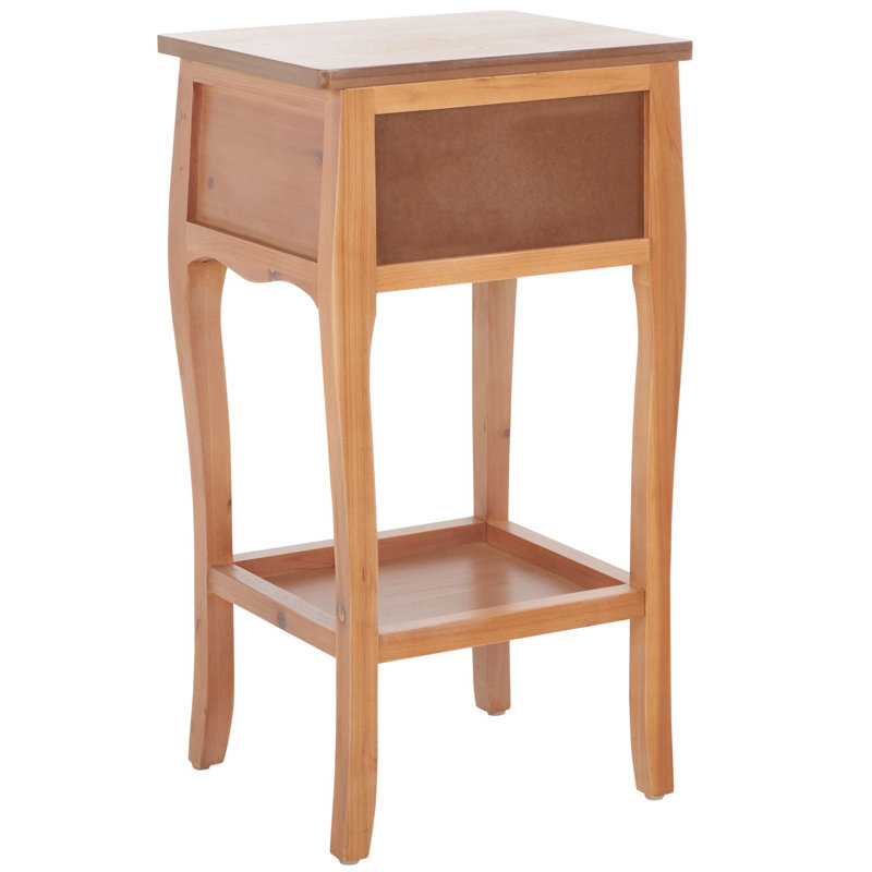 Radikha Solid Wood End Table with Storage, Red Maple