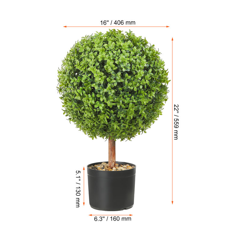 24" Artificial Boxwood Topiary in Pot, 22"H x 16"W