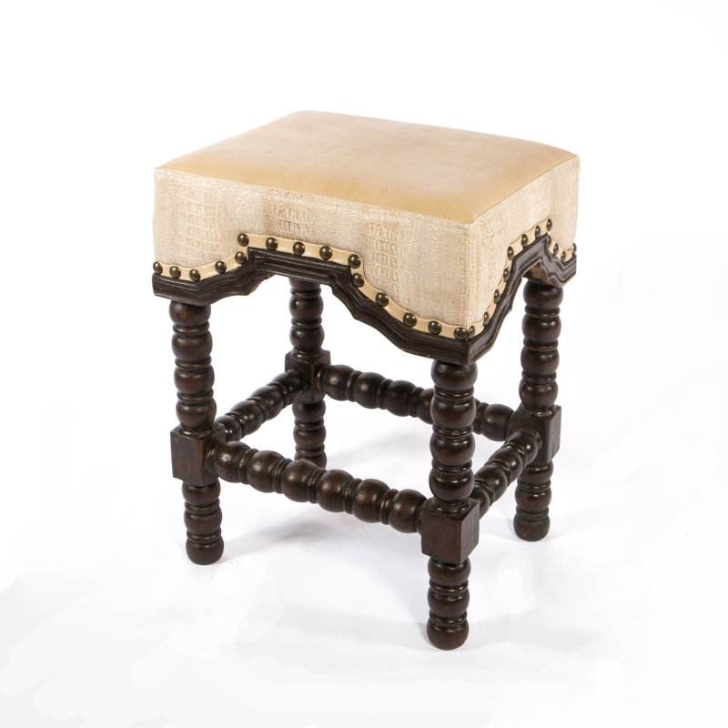 Marlo Upholstered Stool with Solid Wood Frame, Hide, Counter Stool (26" Seat Height)
