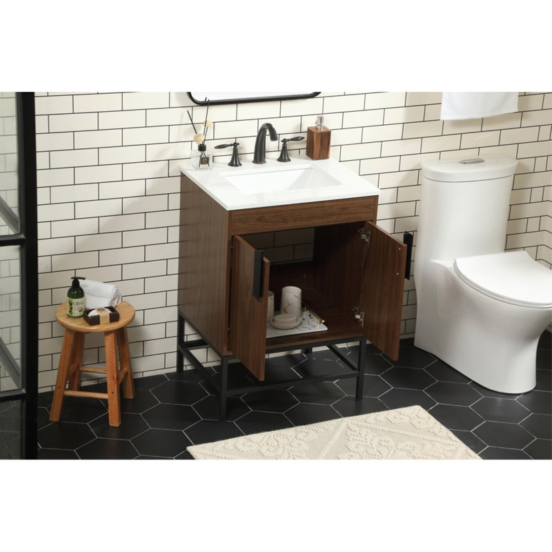 Ensemble de meuble-lavabo simple 24 po Eugene, Noyer