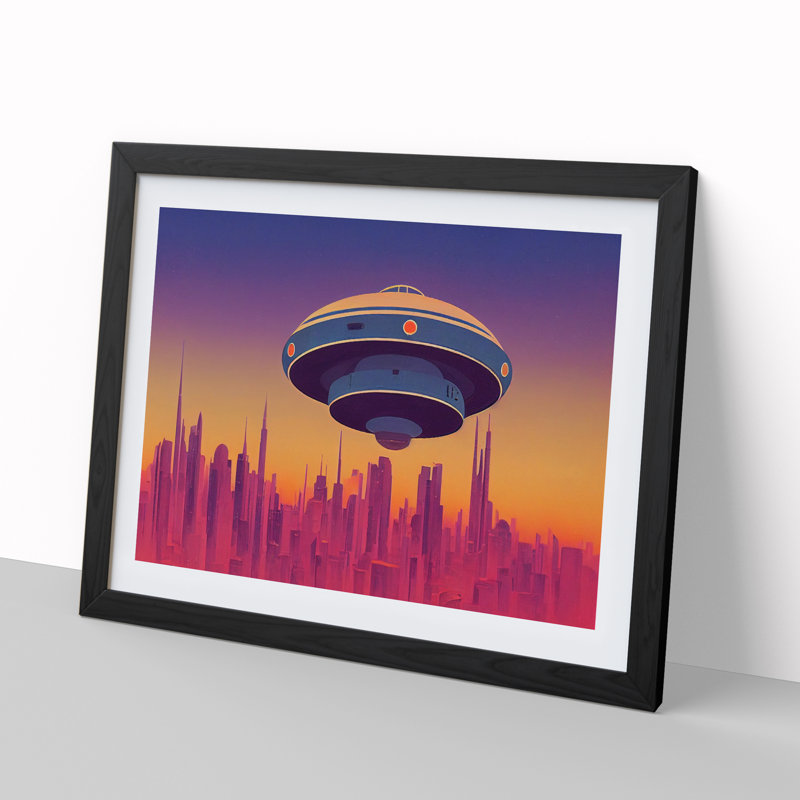 UFO Art Vol.4 - Single Picture Frame Print, 46cm H x 64cm W x 2cm D, Black Framed