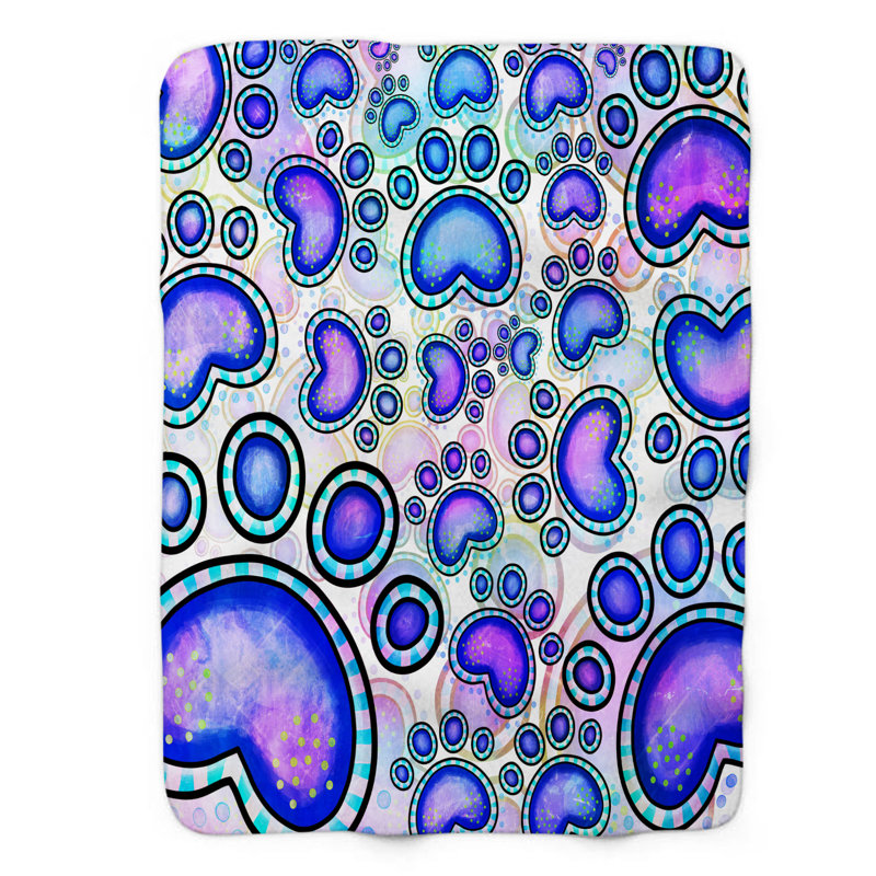 Motif Groovy - 1 pièce Sherpa Premium, Lit simple, Imprimé animal mauve / bleu