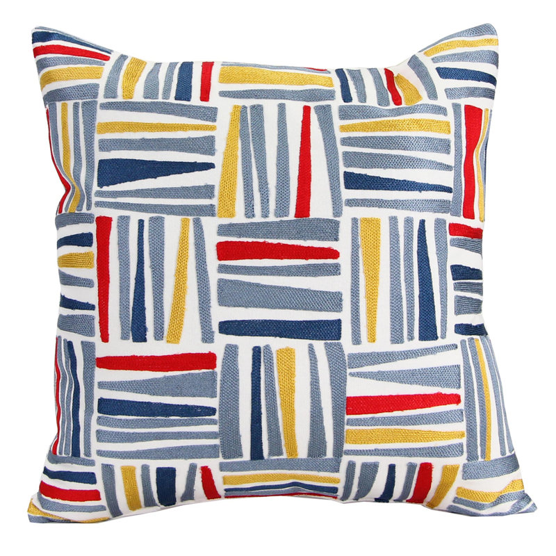 18" x 18" Indoor Throw Pillow, Embroidered Crosshatch