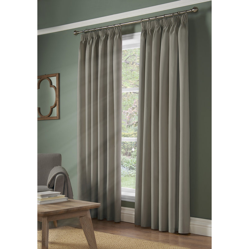 Nashli Essential Pencil Pleat Room Darkening Curtains, Width 117 x Drop 137 cm, Silver
